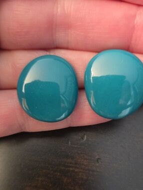 Teal Round (Intentionally Irregular Shape) Resin Stud Earrings